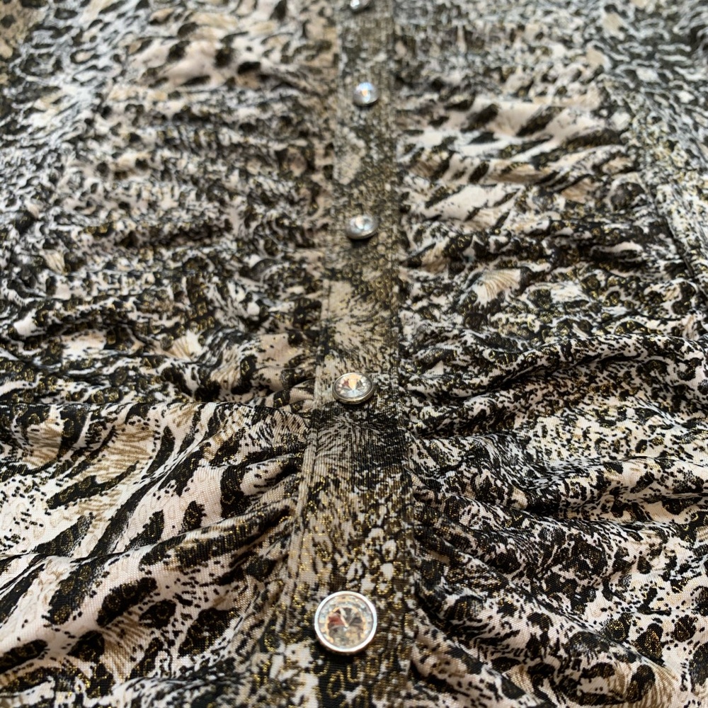 Animal Print Different Pattern Ruched Blouse - image 2